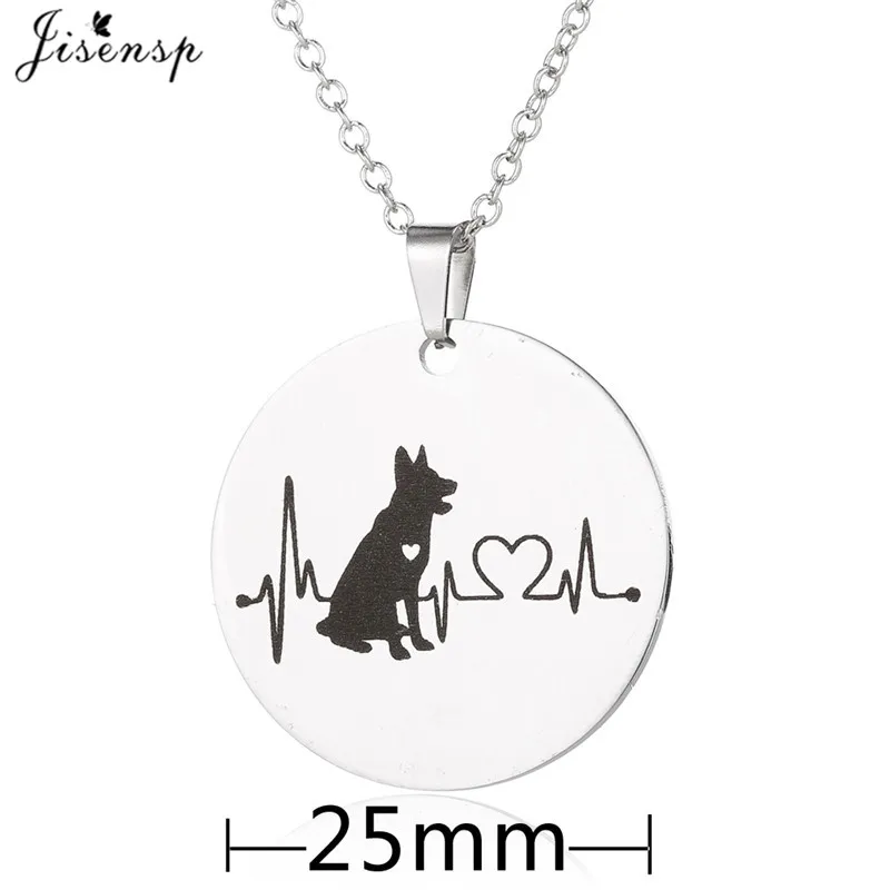 Jisensp Stainless Steel Cute Dog Choker Necklace for Women Hollow Love Heart Charm Jewelry ECG Heartbeat Collier bijoux | Украшения и