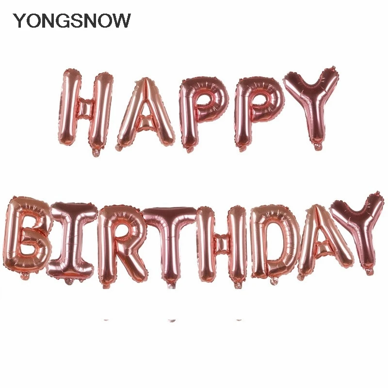 16 дюймов с днем рождения шары фольга из розового золота письмо баллон нулевой