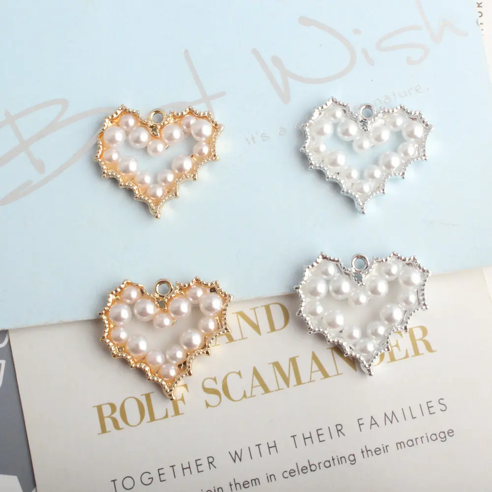 10 шт./лот Горячие шарики полые подвески жемчужные любящее сердце Подвески сплава