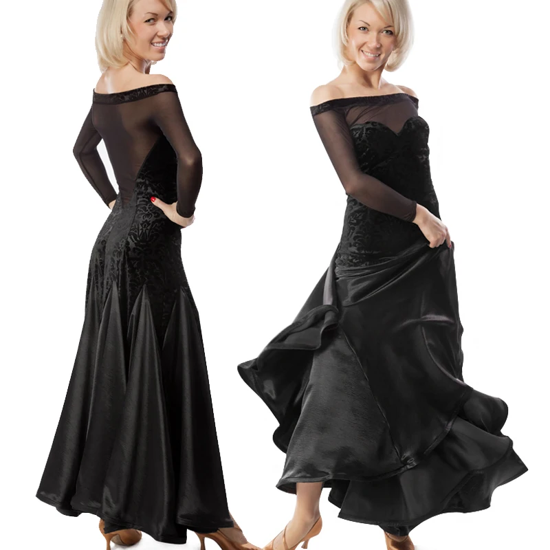 Женское платье для танцев с длинным рукавом и вырезом слов|standard dance|modern dancemodern dance