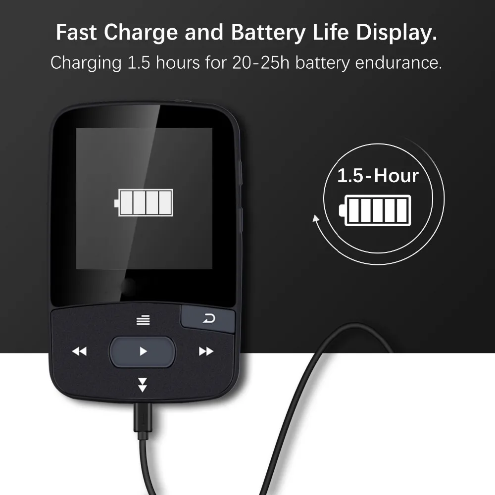 Новое поступление, Спортивный MP3 плеер RUIZU X50 с Bluetooth, 8 ГБ, мини-клип с поддержкой экрана, FM, запись, электронная книга, часы, шагомер