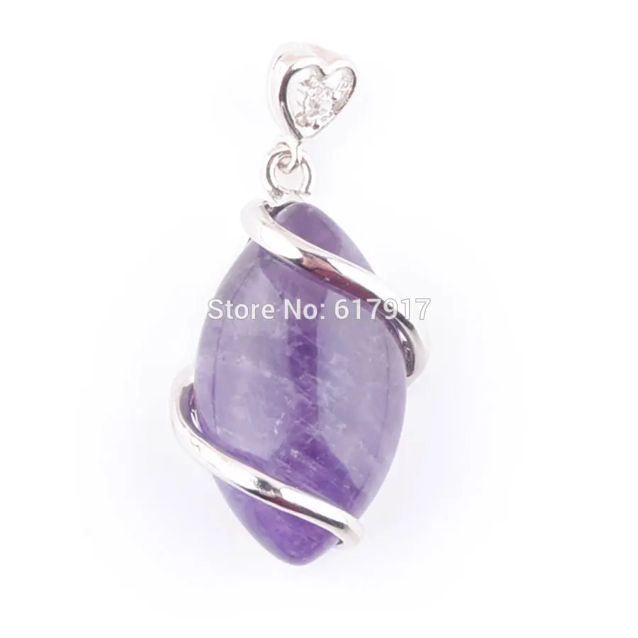 Amethyst Pendant RONGZUAN натуральный розовый кварц авантюрин кристаллы аметиста тигры глаз Лазурит Камень бисера ожерелье и кулон ювелирные изделия TBN322 - Окраска металла: Amethyst Pendant