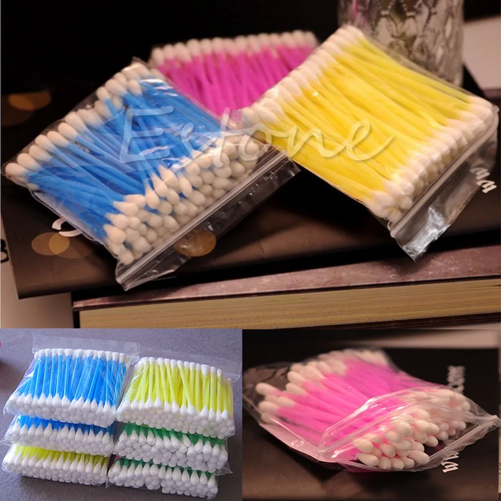 

100Pcs Disposable Cotton Swab Applicator Q-tip Swabs Plastic Handle Sturdy New Color Random Delivery-m20