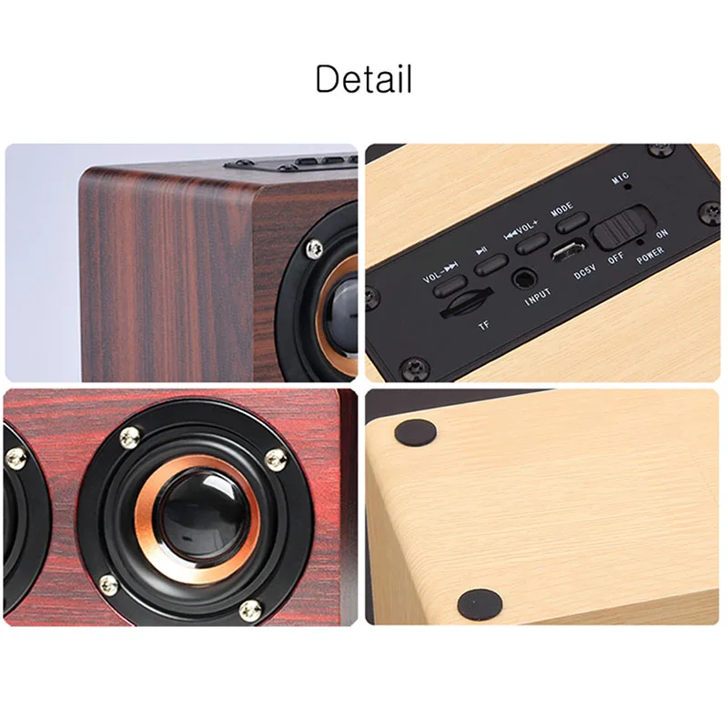 BesMoonsee беспроводной деревянный динамик портативный Bluetooth 3D двойной громкий s Surround