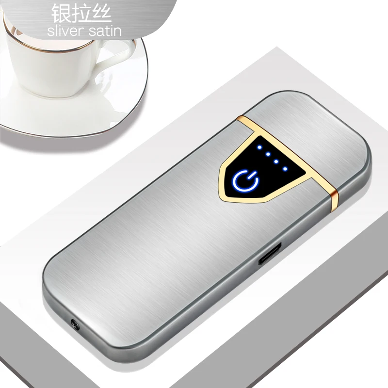 USB Charging Lighter Touch Sensing Windproof Electronic Ultra-Thin Electric Heating Wire Cigarette Lighter Environmental Protect