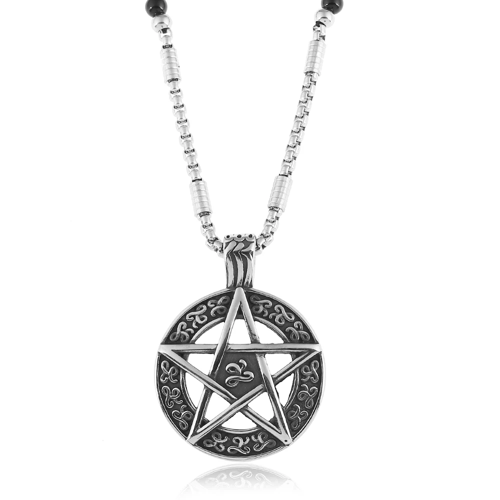 Звезда Пентаграмма пентаграмма Pagan Wiccan ведьма Готический кулон ожерелье с черным