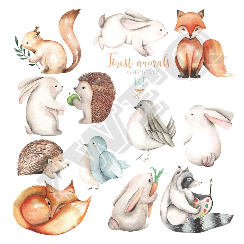 

12pcs/Set Cute Little Fox Ironing Sticker Small Squirrel Animal Patches Washable Heat Transfers Diy Clothes Jeans Appliques