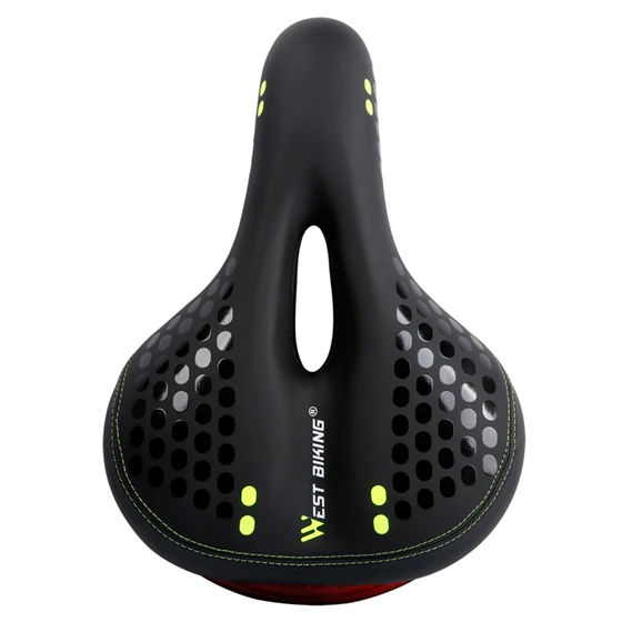 Widen Black Green WEST BIKING велосипедное седло с хвостом светильник утолщаются расширить MTB велосипеда седла мягкие удобные велосипед полые Велоспорт седло велосипеда - Цвет: Widen Black Green