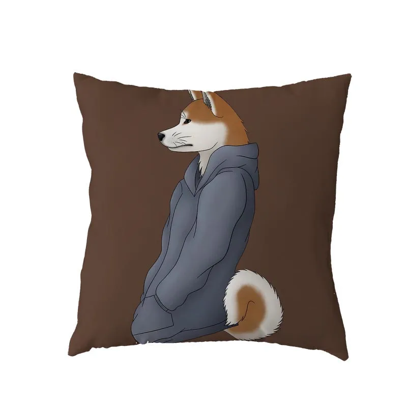 Милый Сиба ину шаблон наволочка полиэстер персиковая кожа простой фон озорной