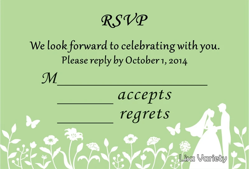 

Personalized RSVP Card with Free Envelope for Wedding / Party,50 pcs/lot,R17