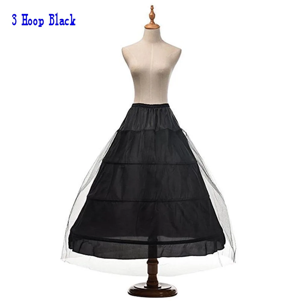Черная белая длинная Нижняя юбка свадебная кринолин 6 обручей бальное платье