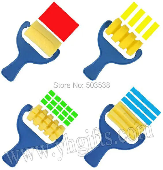 12 шт./лот 4 дизайна художественная губка с пластиковой ручкой инструменты для