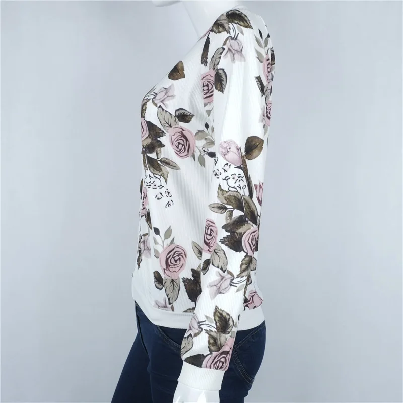 Осенняя Повседневная куртка на молнии с цветочным принтом тонкая свободная
