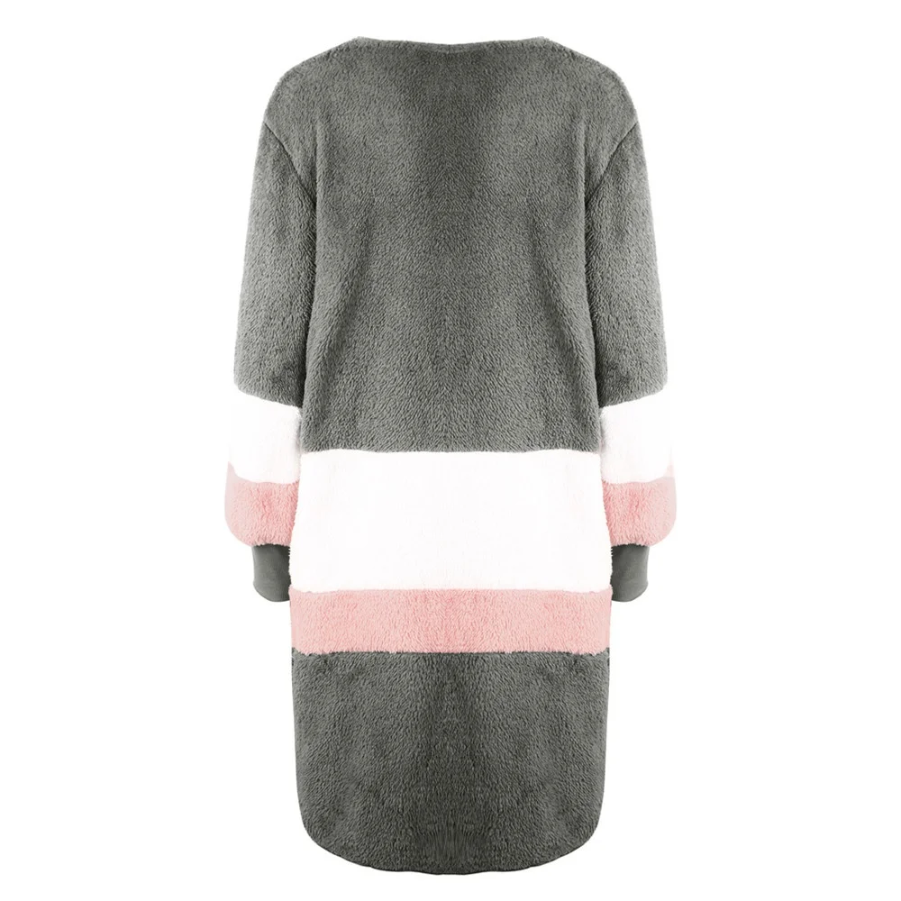 Женское зимнее модное повседневное пальто из искусственного меха толстое теплое