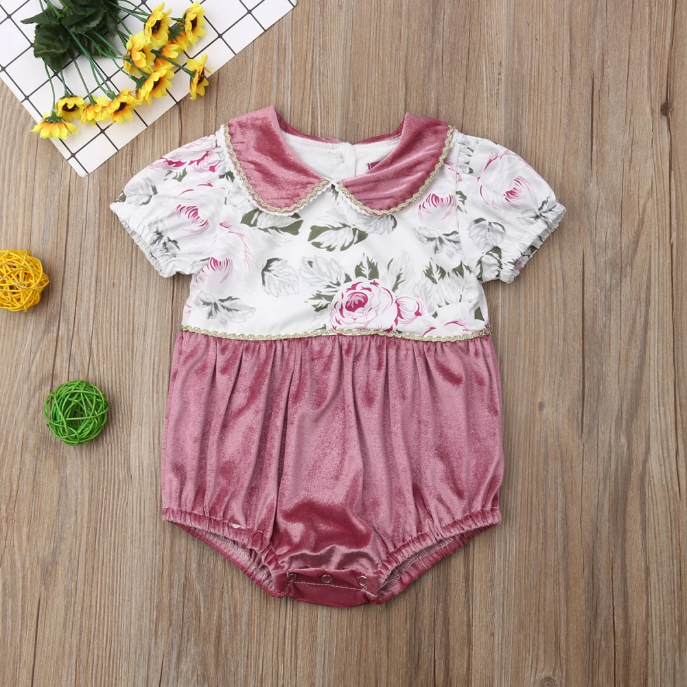 2019 лето для новорожденных детская одежда девочки вечерние Цветочные мода Питер
