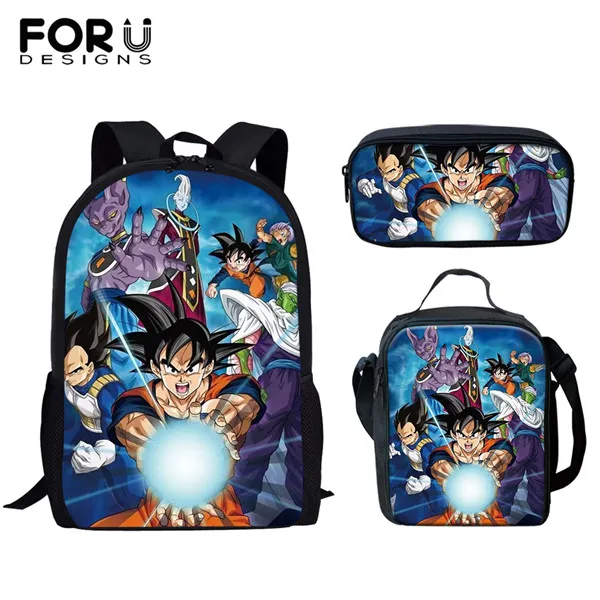 FORUDESIGNS/3 комплекта детский школьный рюкзак Dragon Ball Goku Z Веджета супер сайян принт Детский Рюкзак Школьный для подростков студентов мальчиков - Color: HME1125CGK