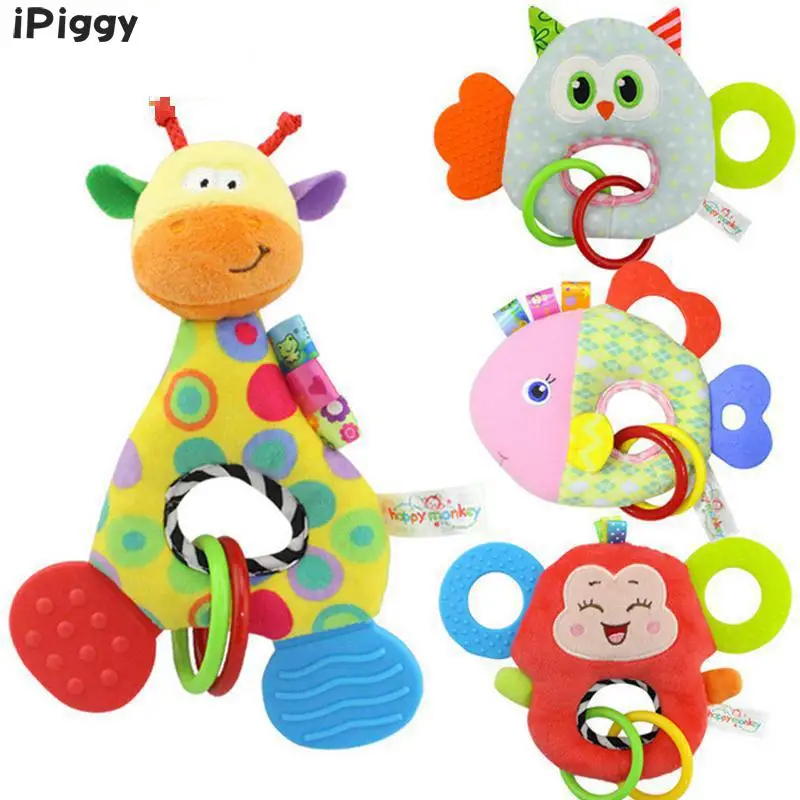Детские погремушки iPiggy ручной колокольчик игрушка сова жираф обезьяна рыба