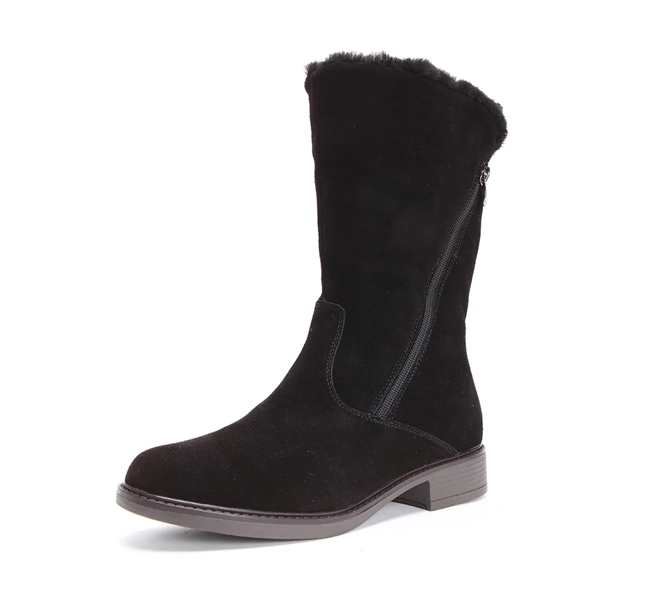 GOGC Genuine Leather Women Winter High Boots Warm Heel Woman Winter Shoes New Mid-Calf Boots Women's Boots for Winter G9818