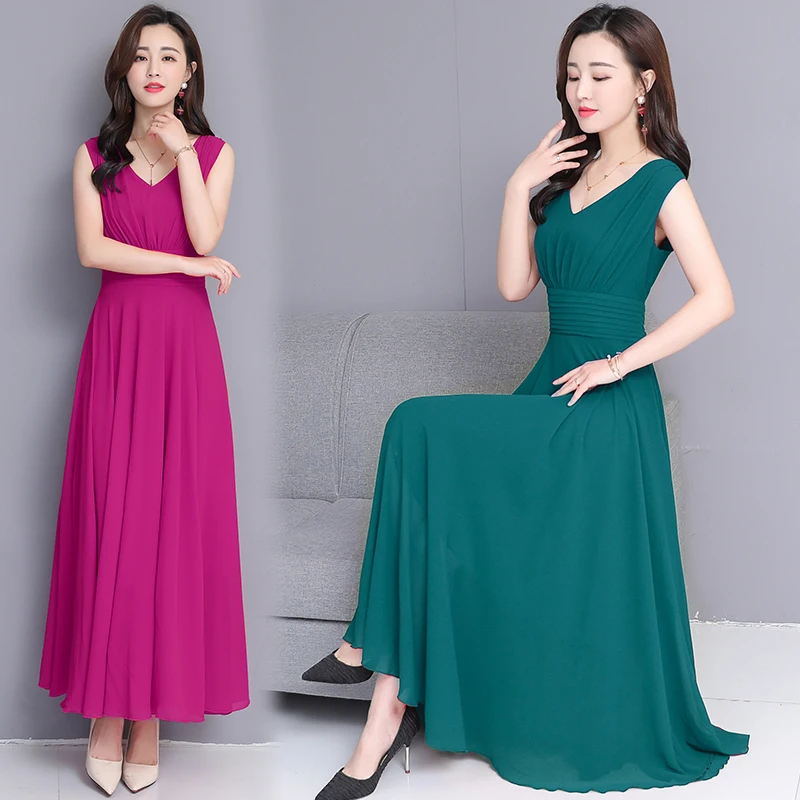 Женское шифоновое платье с коротким рукавом однотонное длинное в богемном стиле