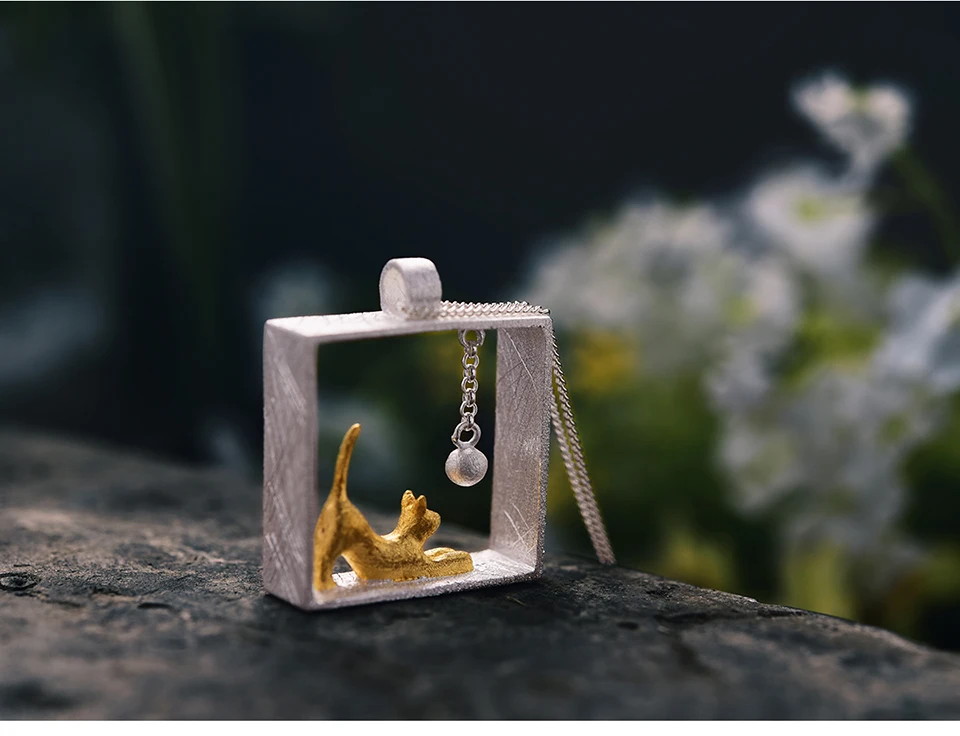 Lotus Fun, настоящее 925 пробы, серебряное, дизайнерское, ювелирное изделие, 18 К, золото, модное, кошачьи шарики, подвеска без ожерелья для женщин
