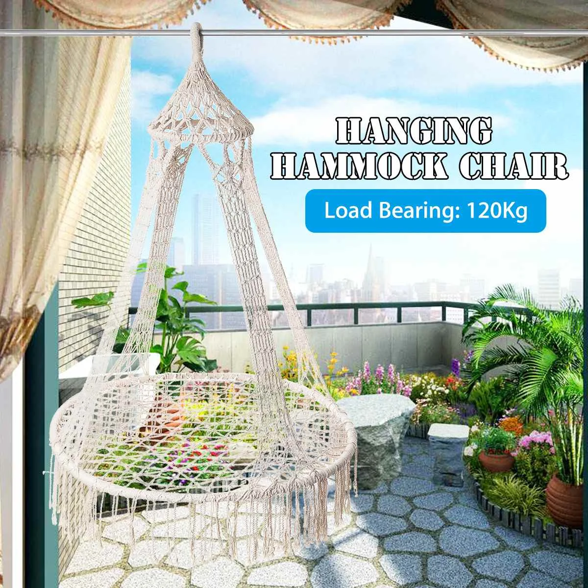 Round Hammock Chair Outdoor Indoor Dormitory Bedroom Yard For Child Adult Swinging Hanging Single Safety Chair Hammock
