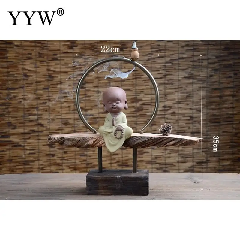 

Buddhist Incense Burner Backflow Incense Cones Or Tower Holder Censer Aroma Burner Aromatherapy Little Monk Ceramic Home Decor