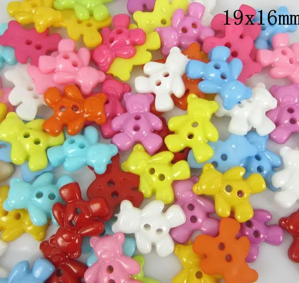 100 шт. смешанные медведи акриловые швейные пуговицы для ткани с плоским