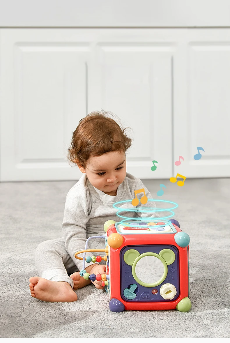 Babycare, детская коробка для занятий, многофункциональная музыкальная игрушка магический куб, часы, геометрические блоки, сортировка, развивающие игрушки