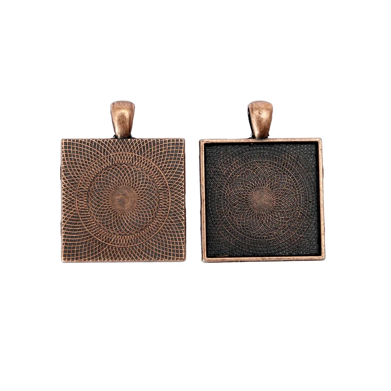 BASEHOME 10pcs/lot Square Pendant Settings Cabochons Bases Bezel Trays Fit 25mm Glass Cabochon Cameo DIY Necklace Findings | Украшения и
