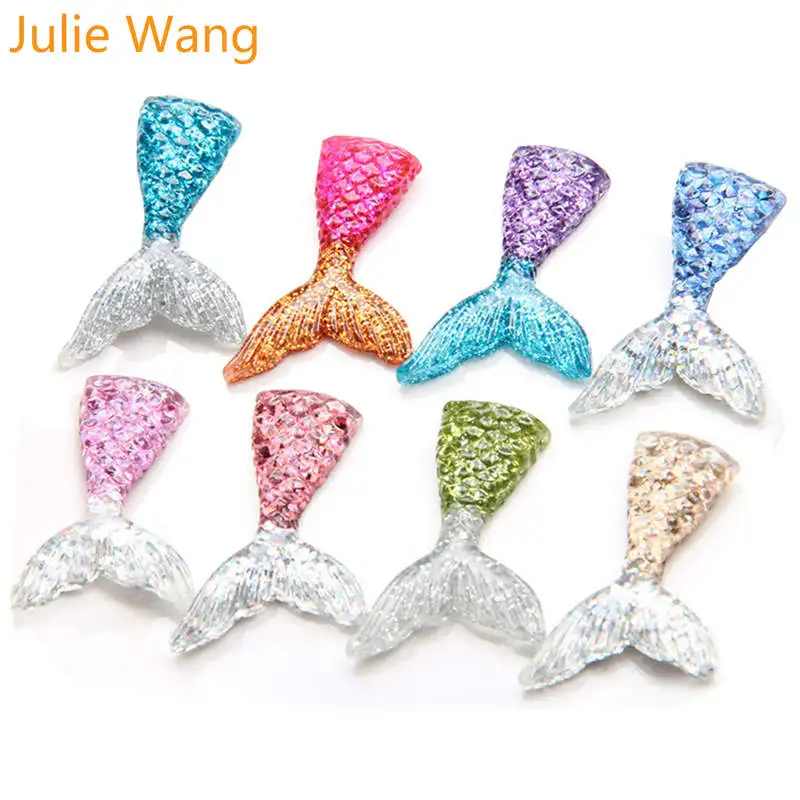 Julie Wang 10 шт. Разноцветные Подвески из смолы с хвостом русалки ручной работы