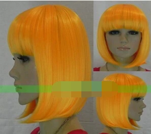 Dd003413 КОСПЛЕЙ КОРОТКИЕ СВЕТЛО ОРАНЖЕВЫЙ ЖЕЛТЫЙ ПРЯМЫЕ ВОЛОСЫ ПАРИК|wigs monofilament|wig tapewig shop |