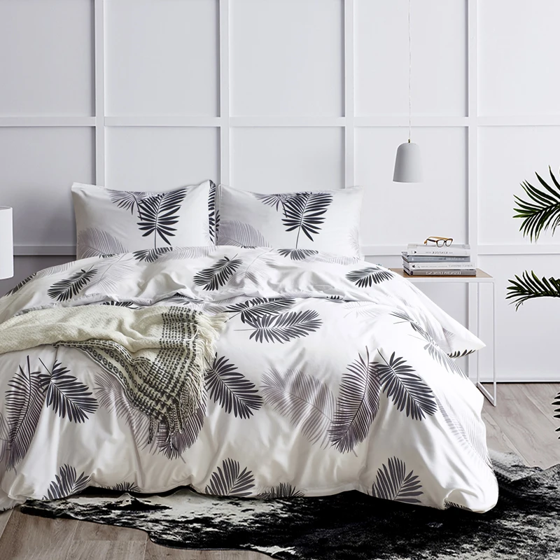 Темно-синий рисунок с перьями шлифовальный постельное белье пододеяльник и