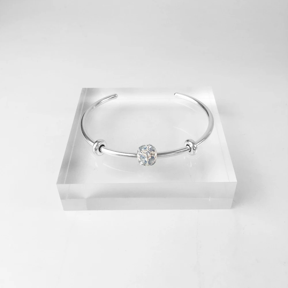 Cuff Bangles Blue Sky Bead 2018 New Fashion Jewelry Accessories Basic Trendy Bracelet 925 Sterling Silver Gift For Women Girls | Украшения