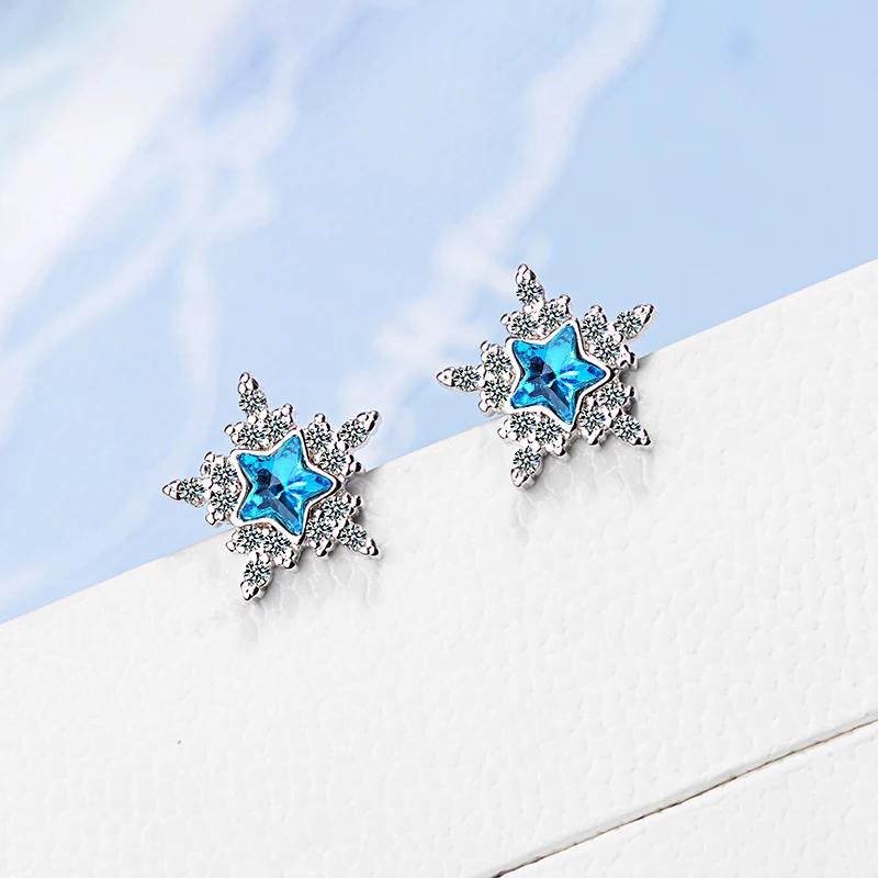 Серьги с синими кристаллами 5A циркониевые звездочки изысканные женские серьги в