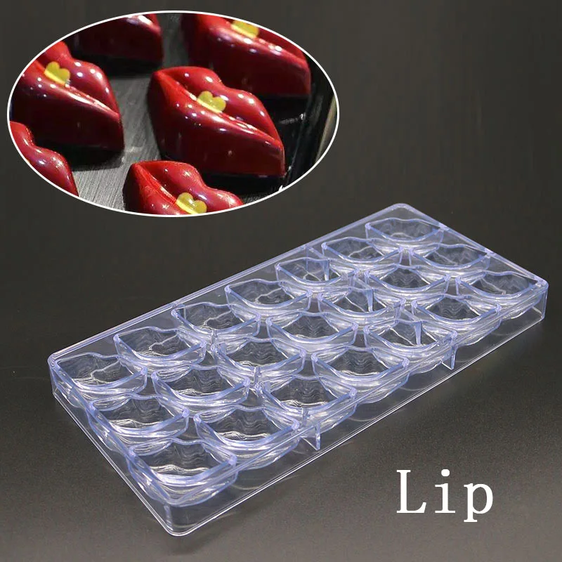 Lip 21 Grids Multiple Styles Chocolate Mold Polycarbonate High Quality Chocolate Mould Candy Mold Baking Tools - Цвет: Lip