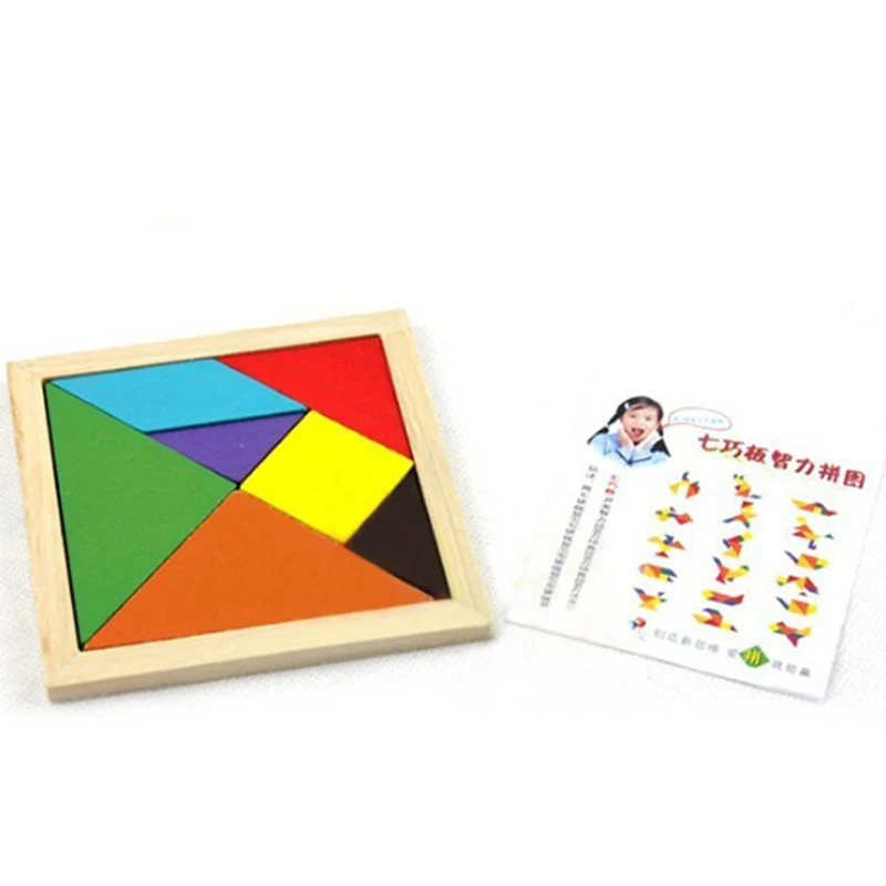 Детский деревянный пазл Tangram радужного цвета детская деревянная головоломка