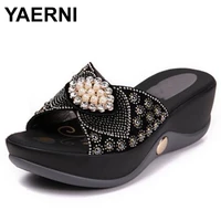 yaerni rhinestone summer women sandals slippers 2021 new soft bottom comfortable fashion sandals women slippers e601