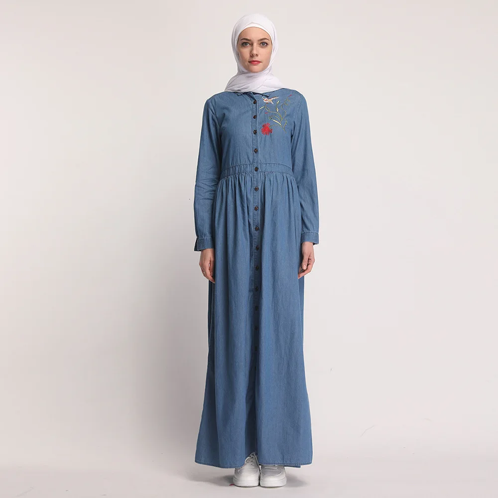 Женское исламское платье мусульманская деним абайя женский халат хиджаб одежда