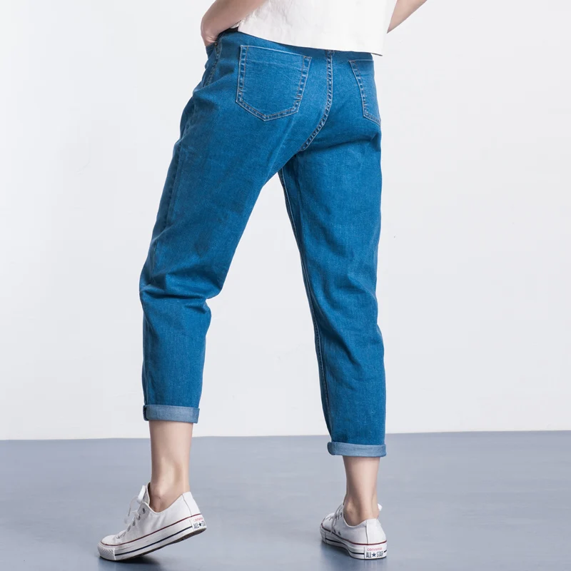 Женские свободные джинсы LEIJIJEANS однотонные шаровары полной длины со средней