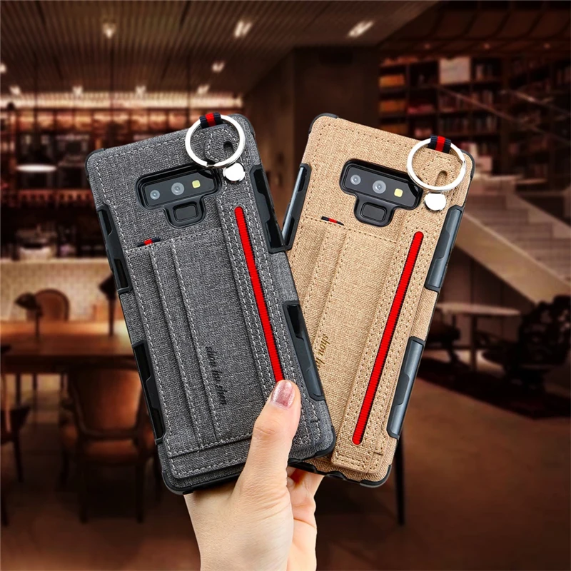 Luxury Cloth Canvas Case For Samsung S8 S9 Plus Note 8 9 Note8 Note9 Phone Card Slot Holder Back Cover S9Plus |