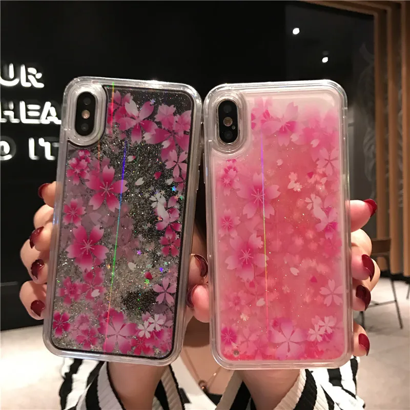 Динамичный жидкий блестящий чехол для iPhone 8 7 6 6S Plus свежий красочный цветочный