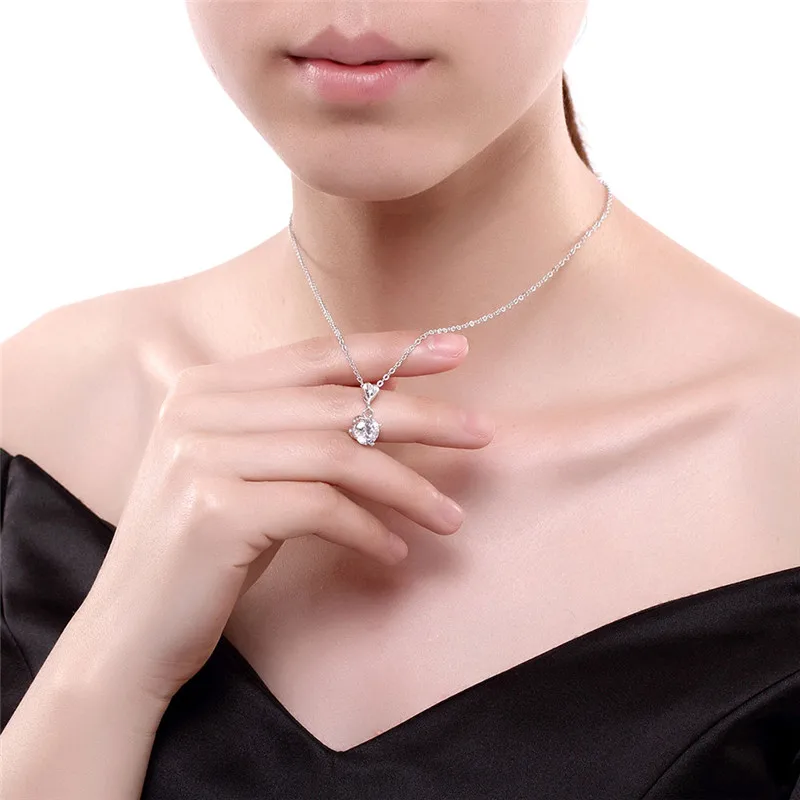 DODO 925 Sterling Silver Necklaces Heart Pendant &amp Long Link Chain Necklace Cubic Zirconia Jewelry Collar Colar de Plata SN59 | Украшения