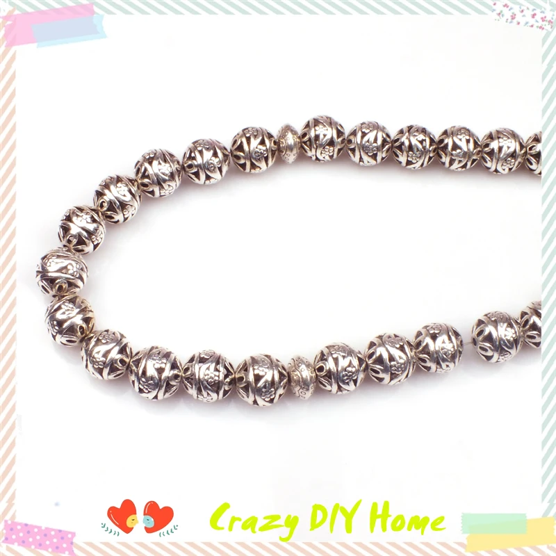 Магазин Tasbih Новое поступление DIY 1 шт Роскошный 11 мм Серебряный круглый полый