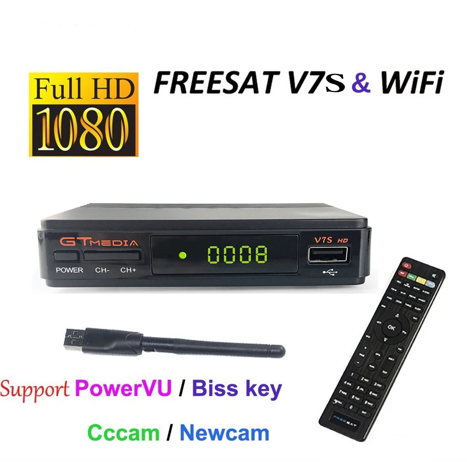 FreesatV7S DVB S2 спутниковый ТВ приемник Поддержка PowerVu Biss ключ Cccamd Newcamd Youtube Youporn USB Wifi
