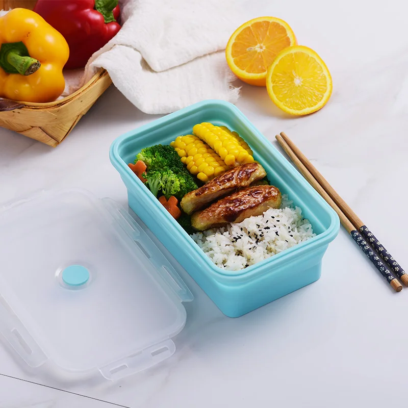 4 шт. силиконовый &quotЛанч бокс&quot складной портативный Коробка чаша коробки Bento