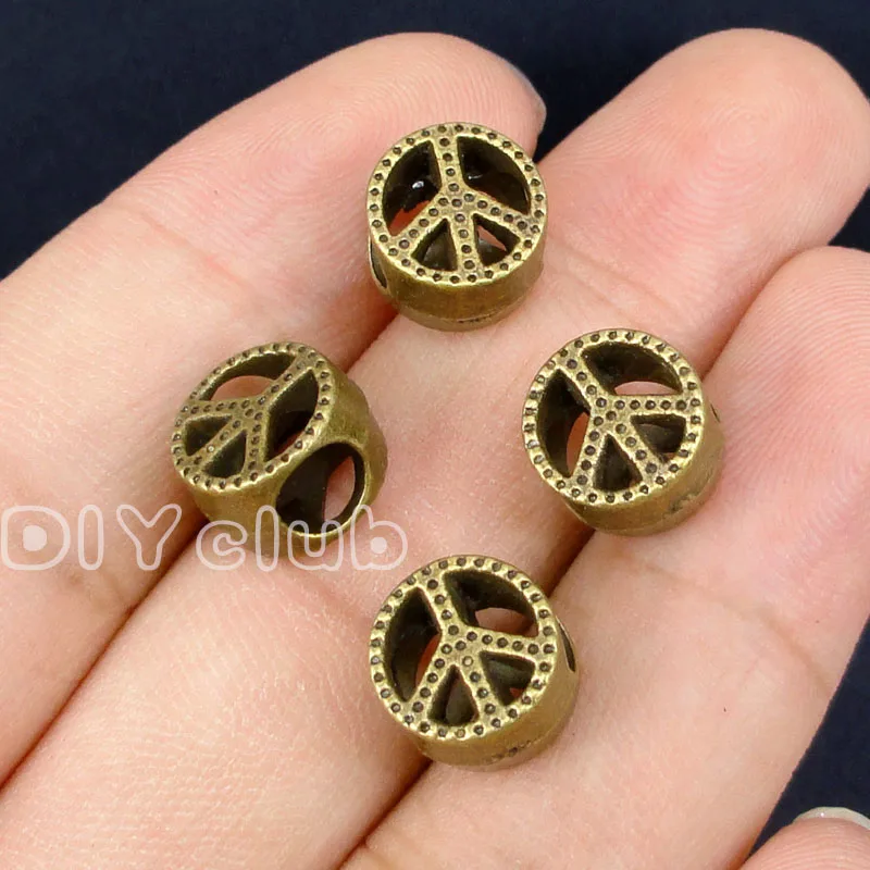 

60pcs-Antique Bronze Peace Beads, Spacer Beads 10x10x7mm
