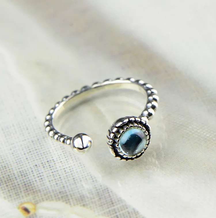 Женское кольцо из серебра 925 пробы с натуральным Мистик синим камнем|ring fashion|ring