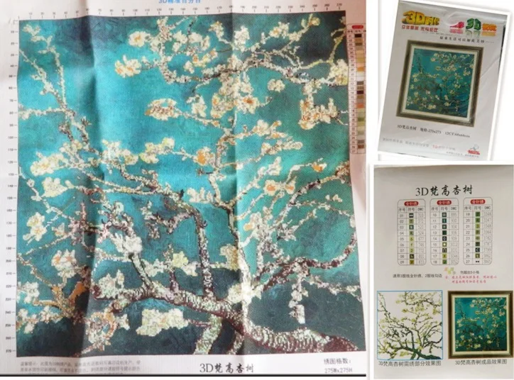 Набор для рукоделия вышивки крестом из необработанных шелковых нитей полный