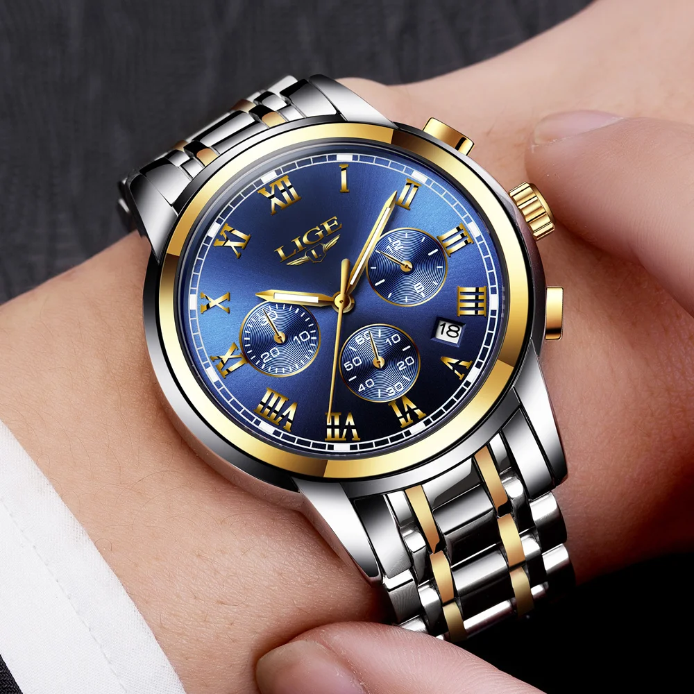 Роскошные мужские кварцевые наручные часы с хронографом часы|masc| |