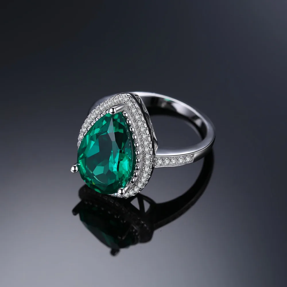 Jewelrypalace Роскошные Груша Cut 4.9ct создан ИЗУМРУД SOLID 925 серебро Обручение кольцо для